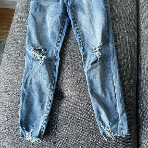 Light blue distressed ankle Jeans - Picture 4 of 7